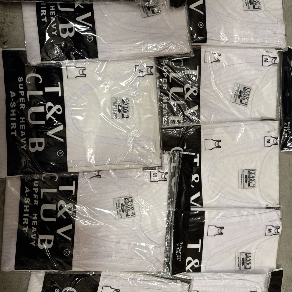 Lot Of 12 White/black Medium A-Shirt/ Tang Top Special,Last Of Inventory