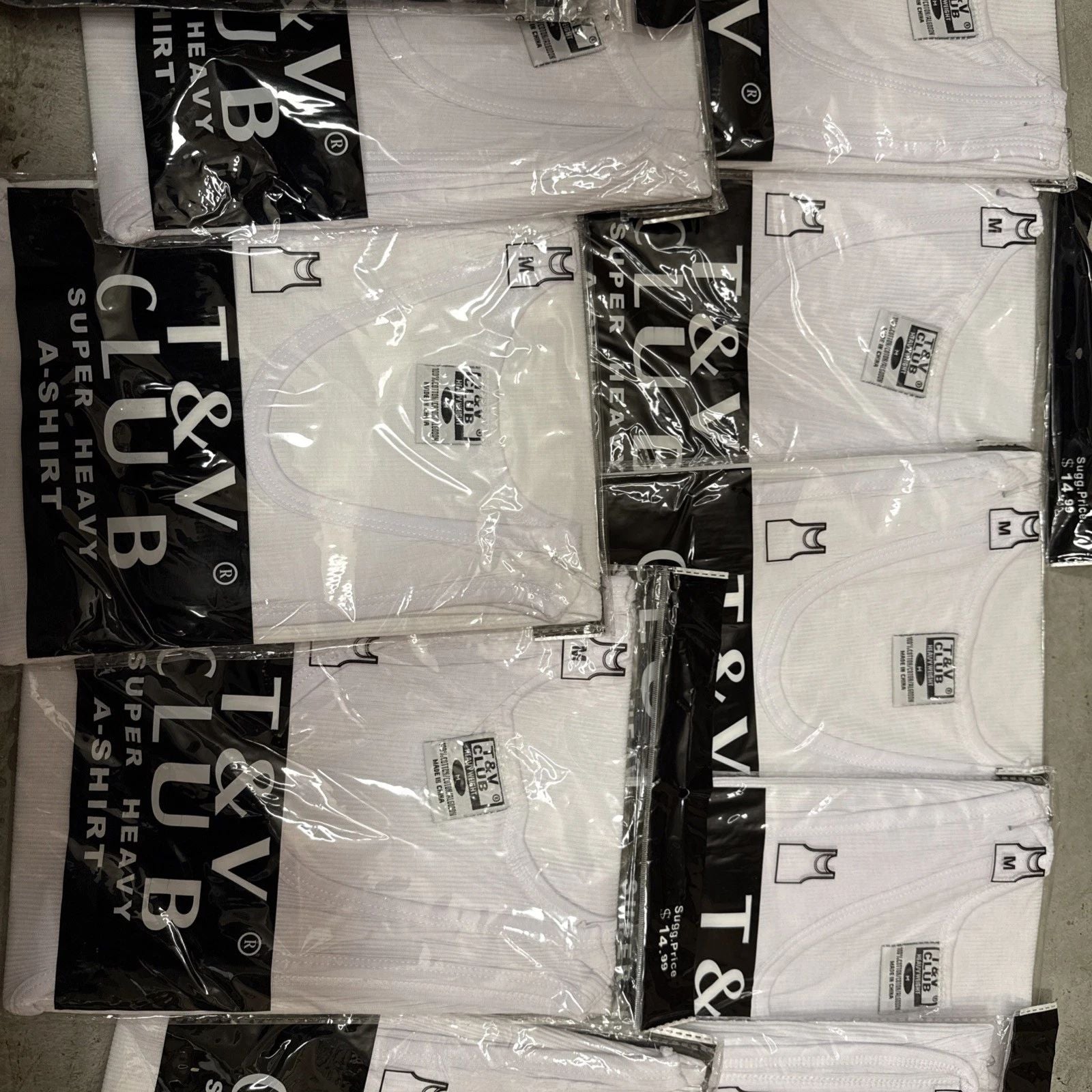 Lot Of 12 White/black Medium A-Shirt/ Tang Top Special,Last Of Inventory