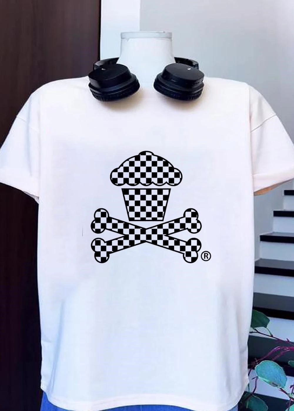 Checkered Cupcake Crossbones T-Shirt
