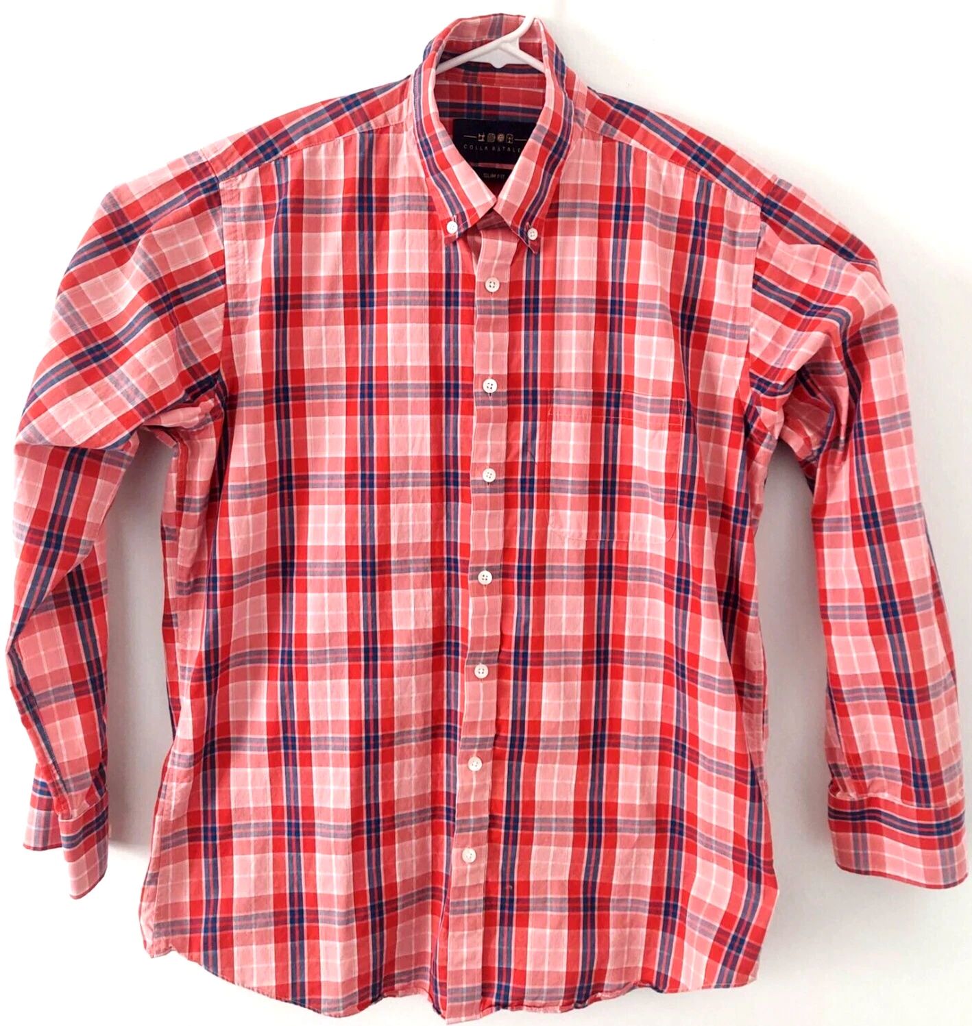 Casual Mens Shirt Mens Multicolor Long Sleeve Slim Fit Front Pocket Button  Sz L