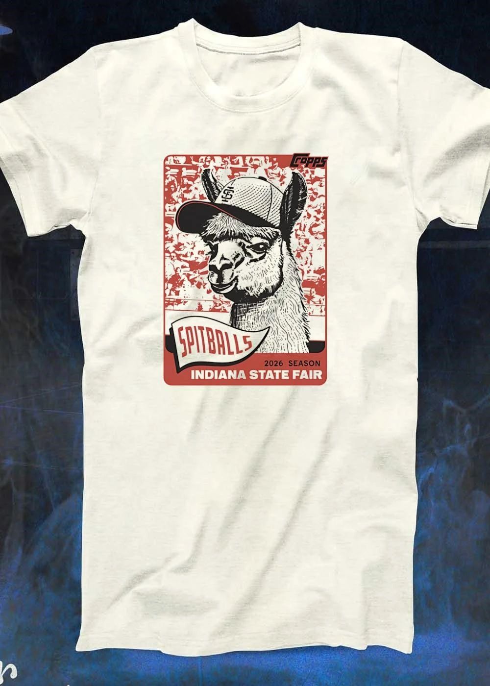 Copps Llama Wearing Hat Baseball Indiana State Fair 2026 Season Spitballs shirt