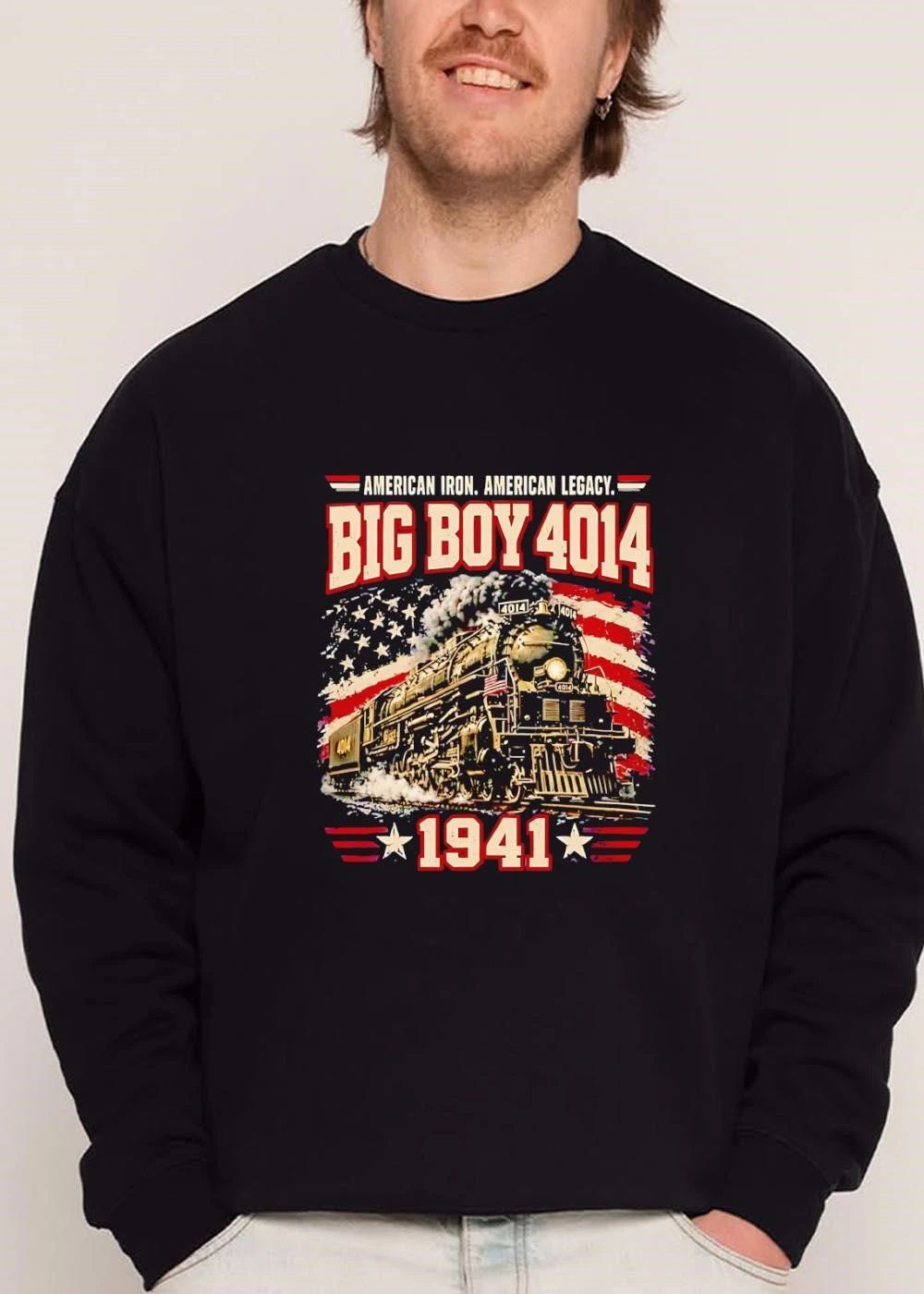 American Iron Legacy Big Boy 4014 1941 Distressed Steam Locomotive US Flag shirt