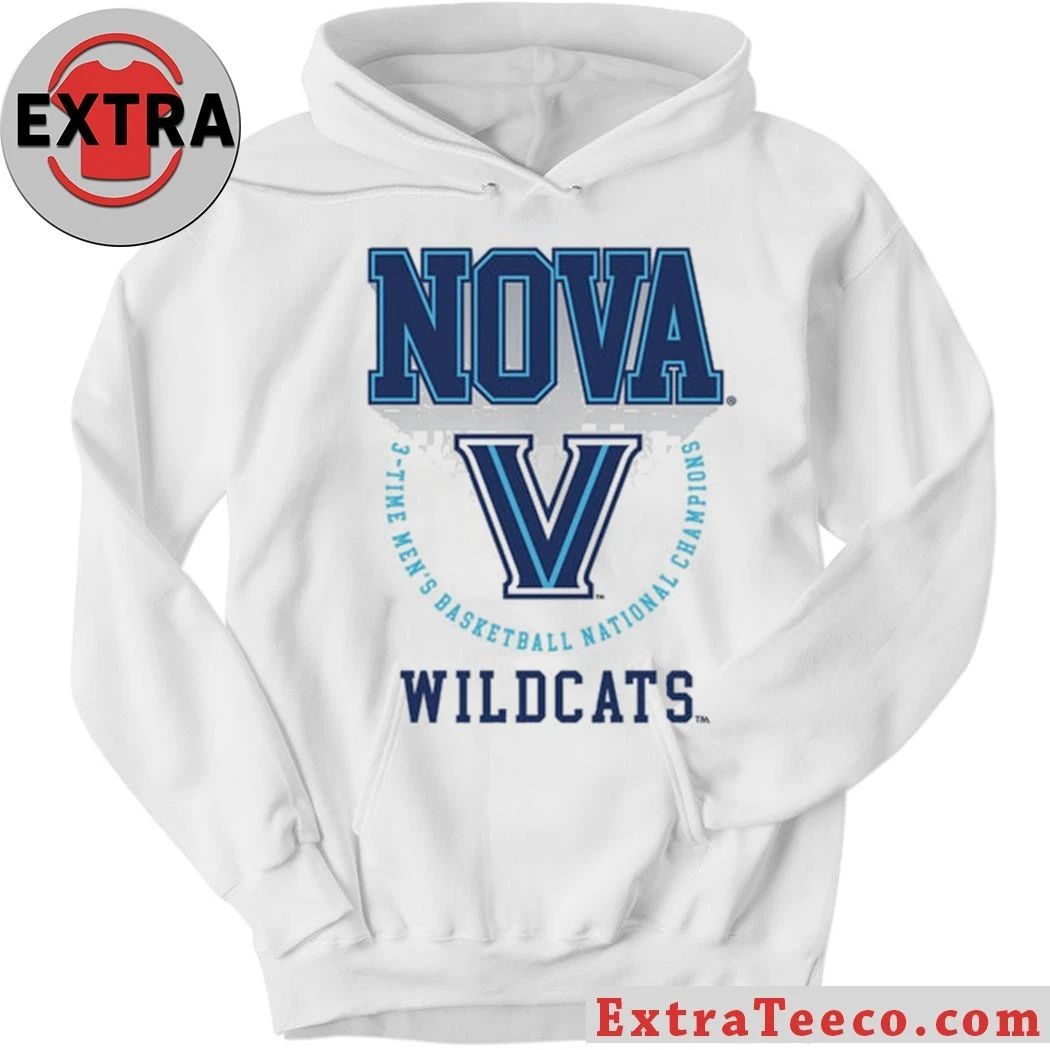 Original Villanova Wildcats 3 Times Basketball National Champions Banner Legacy Basketball Logo Shirt