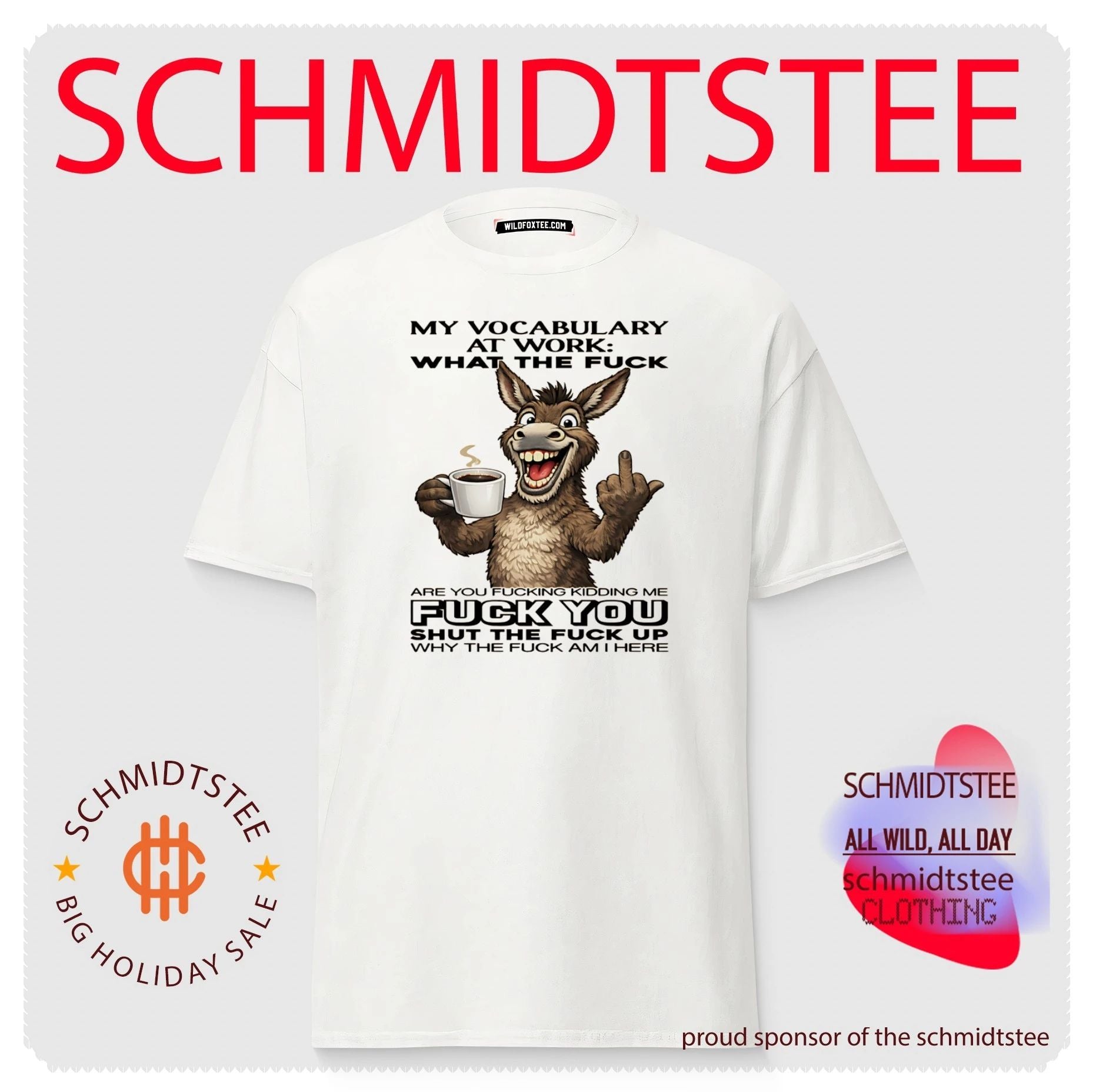 My Vocabulary at Work – Funny Donkey Coffee and Middle Finger shirt