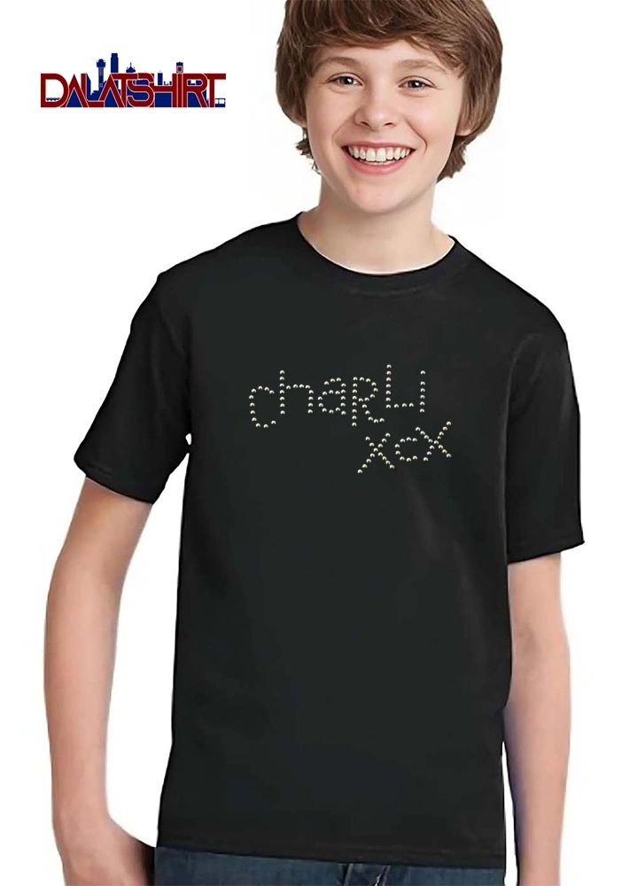 Charli Xcx Pacman Figures Forming Text Black Background shirt