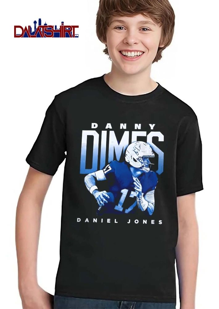 Danny Dimes Daniel Jones Quarterback Running Football Blue Halftone shirt