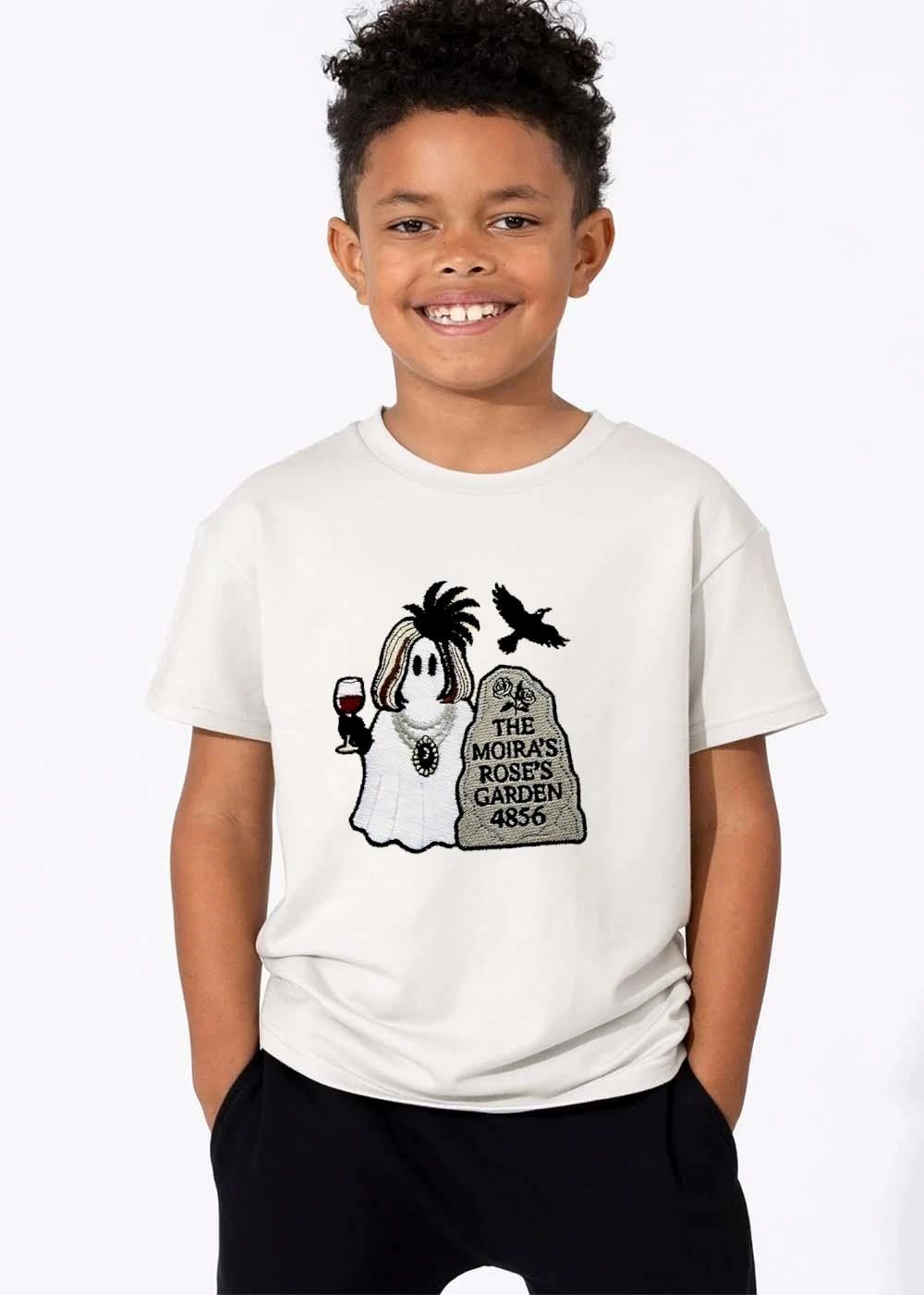 Original The Moiras Roses Garden 4856 Ghost Wig Wine Glass Tombstone Crow Cartoon shirt