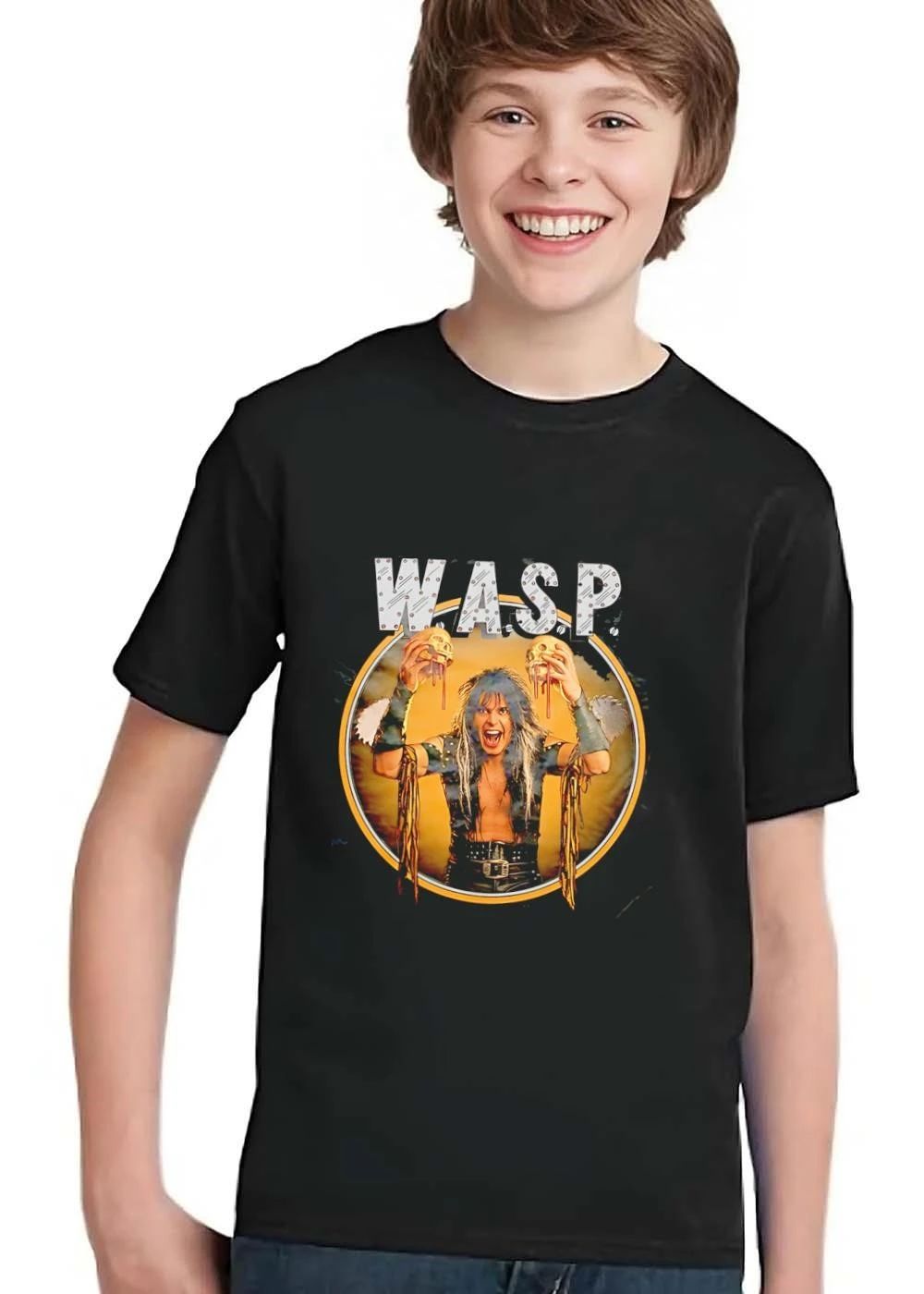 Wasp Heavy Metal Singer Holding Bleeding Skulls Circular Frame shirt