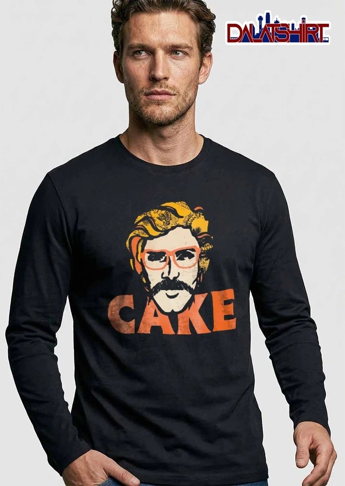 Cake Mustached Man Orange Eyeglasses Caricature Portrait shirt