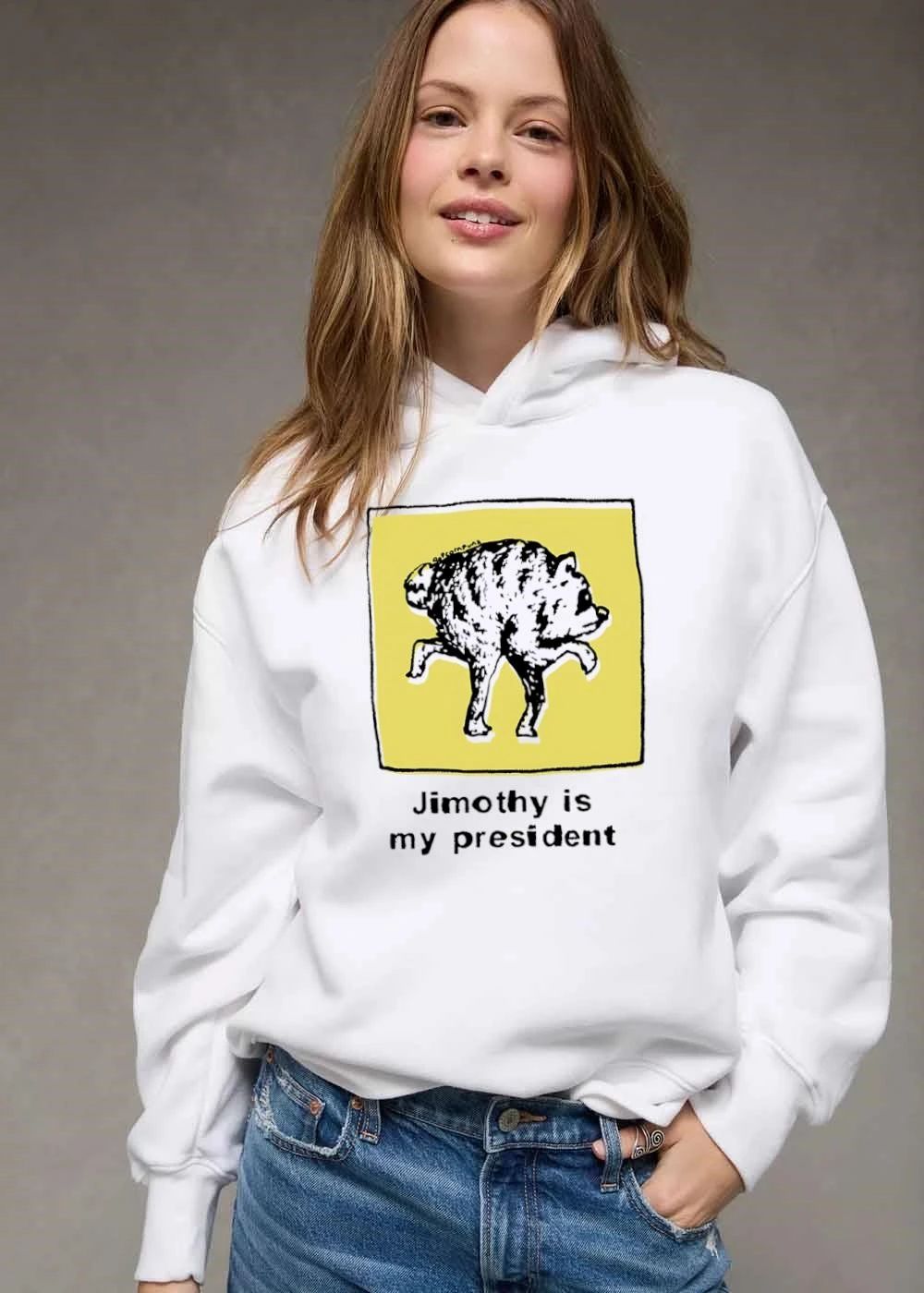 Jimothy Is My President Popcornpunk Cartoon Weird Raccoon Yellow Box Sketch shirt