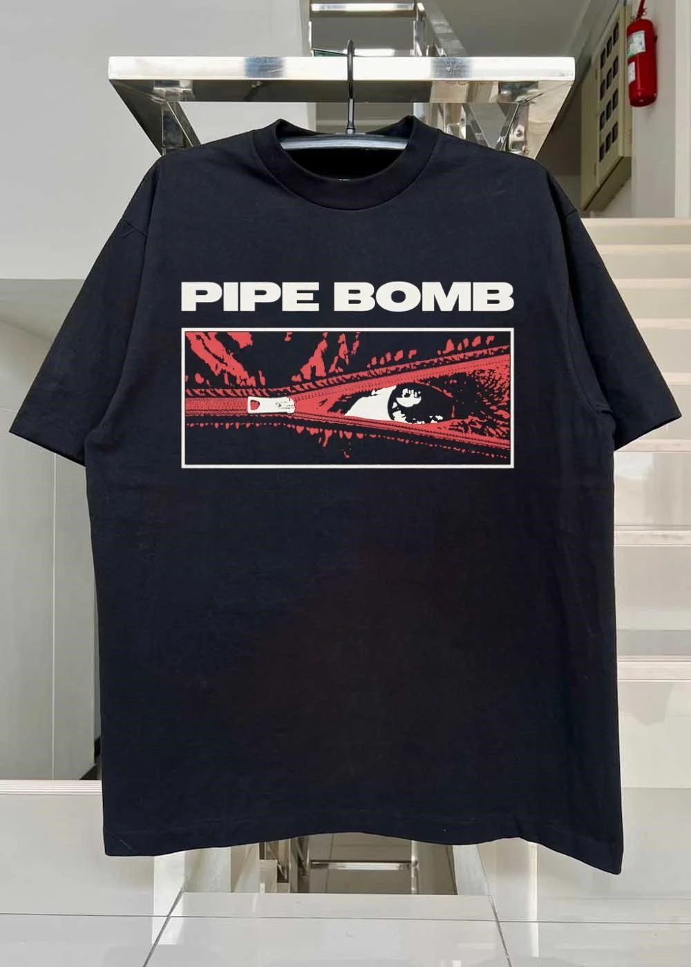 Pipe Bomb Zipper Eye Reveal Grunge Style Shirt