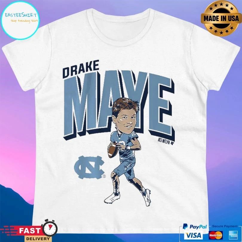Drake Maye Pro Caricature North Carolina Tar Heels Football T-shirts