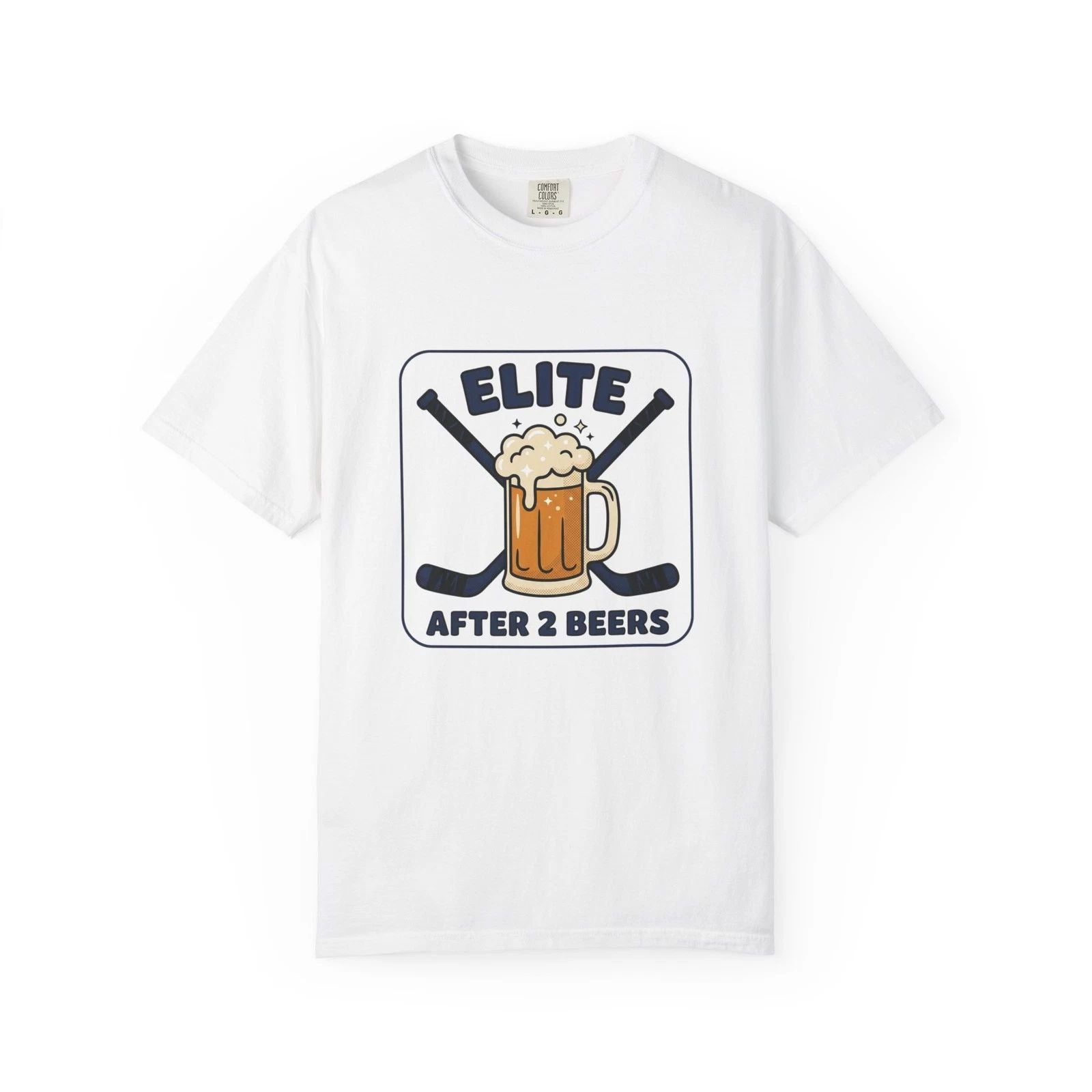 Funny Beer League Hockey Tee - Elite After 2 Beers Adult Unisex Hockey Tee
