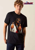 Jesus Wearing Sunglasses Crown Thorns Gold Cross Necklace Double Thumbs Up shirt