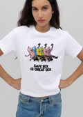 Safe Sex Is Great Cartoon Colorful Condoms Dancing Chorus Line shirt