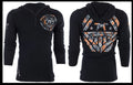 AMERICAN FIGHTER Black AVERETT Long Sleeve Henley Thermal Hoodie  T-shirt NWT