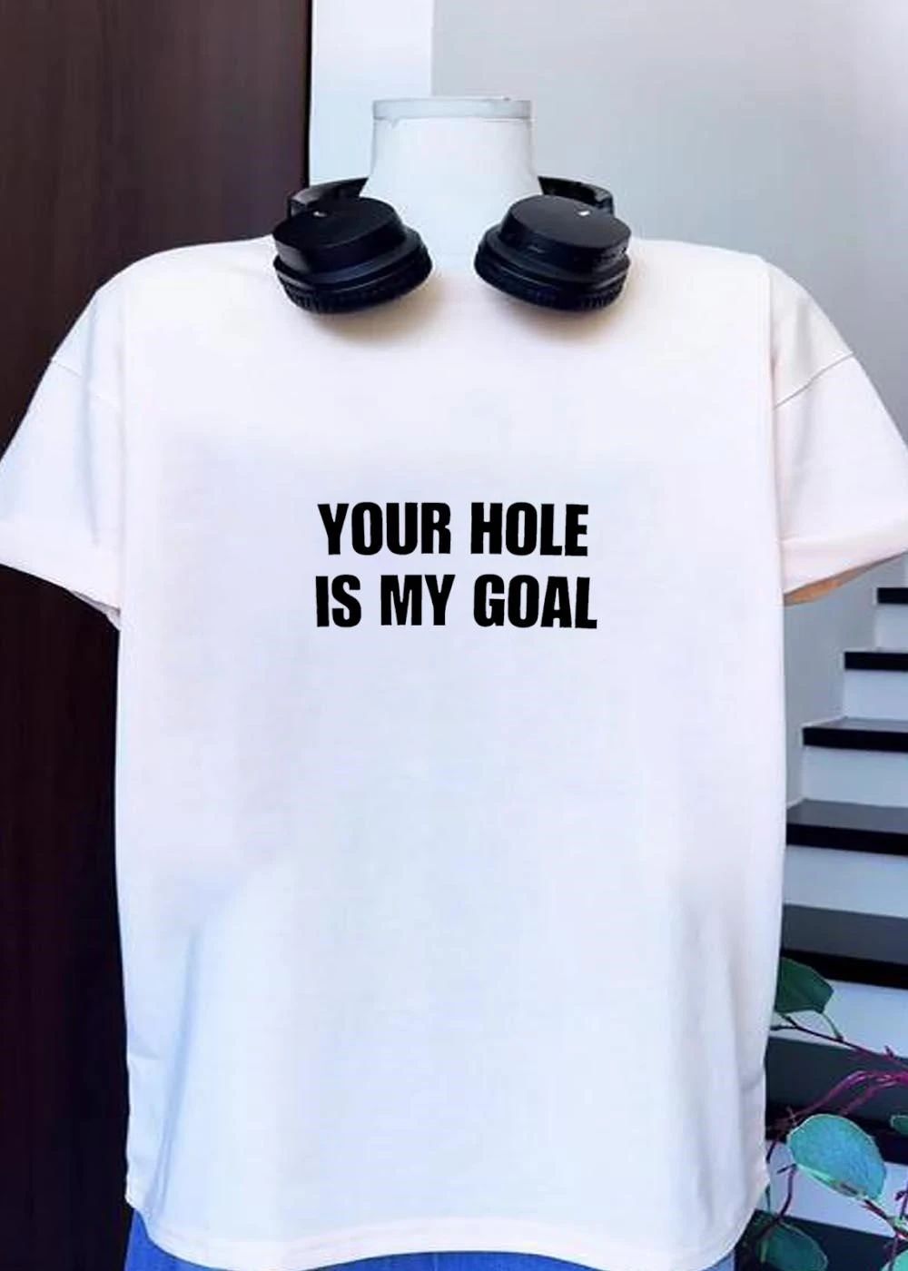 Your Hole Is My Goal Bold Black Sans Serif Lettering Typography shirt