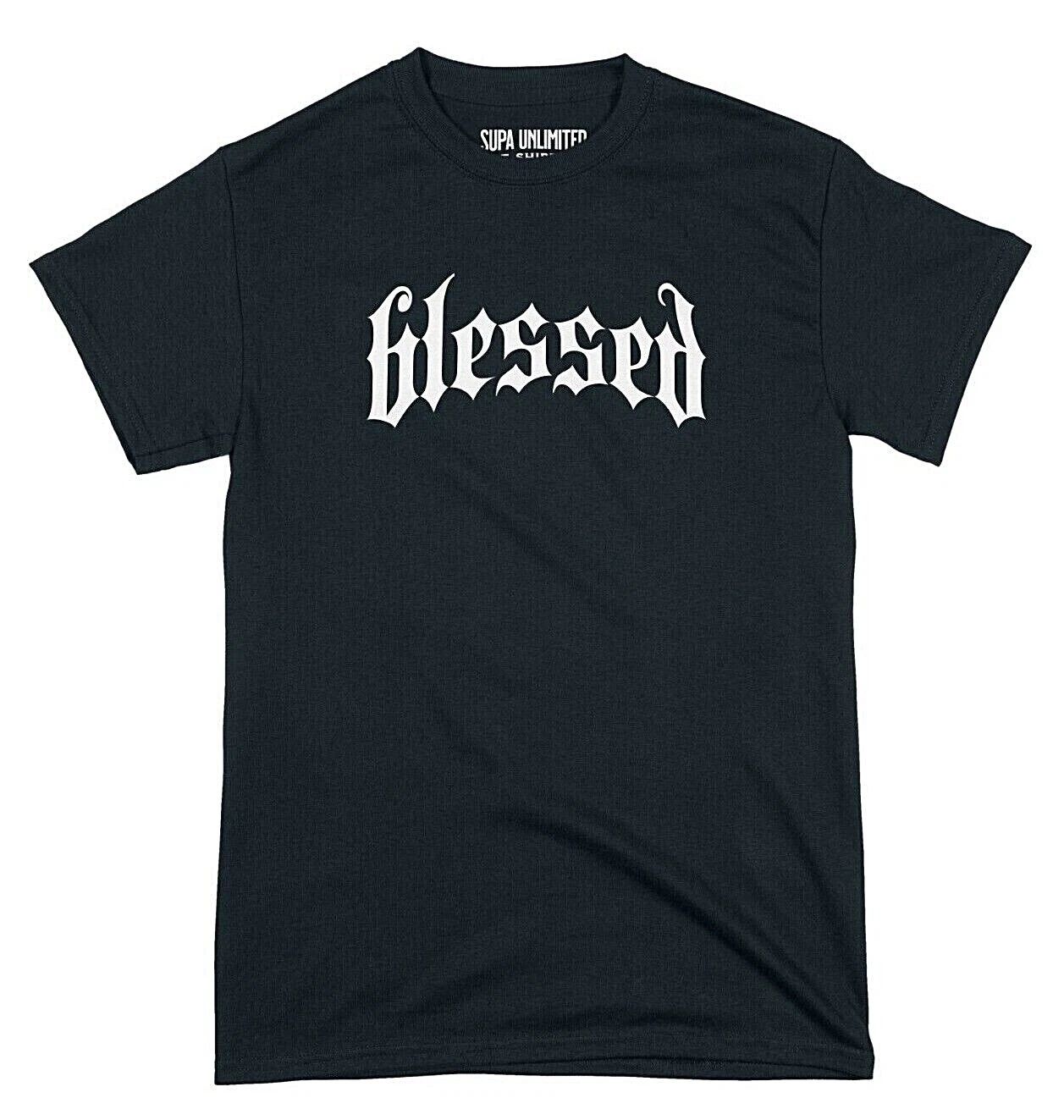 Urban Men's T Shirt Blessed Streetwear Fashion Graphic Design Hip Hop T Shirts