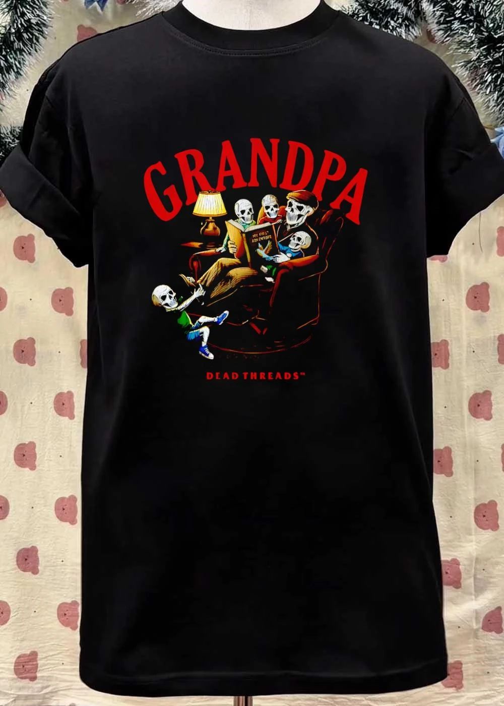 Dead Threads Grandpa Reading My First Adventure Skeleton Family shirt