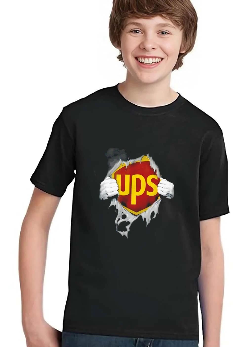 Ups Logo Hands Pulling Open Torn Gray Garment Revealing Superhero Shield shirt