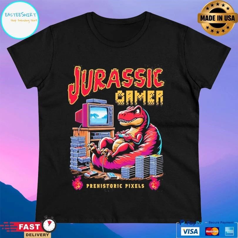Jurassic Gamer Prehistoric Pixels Dinosaur T-shirts