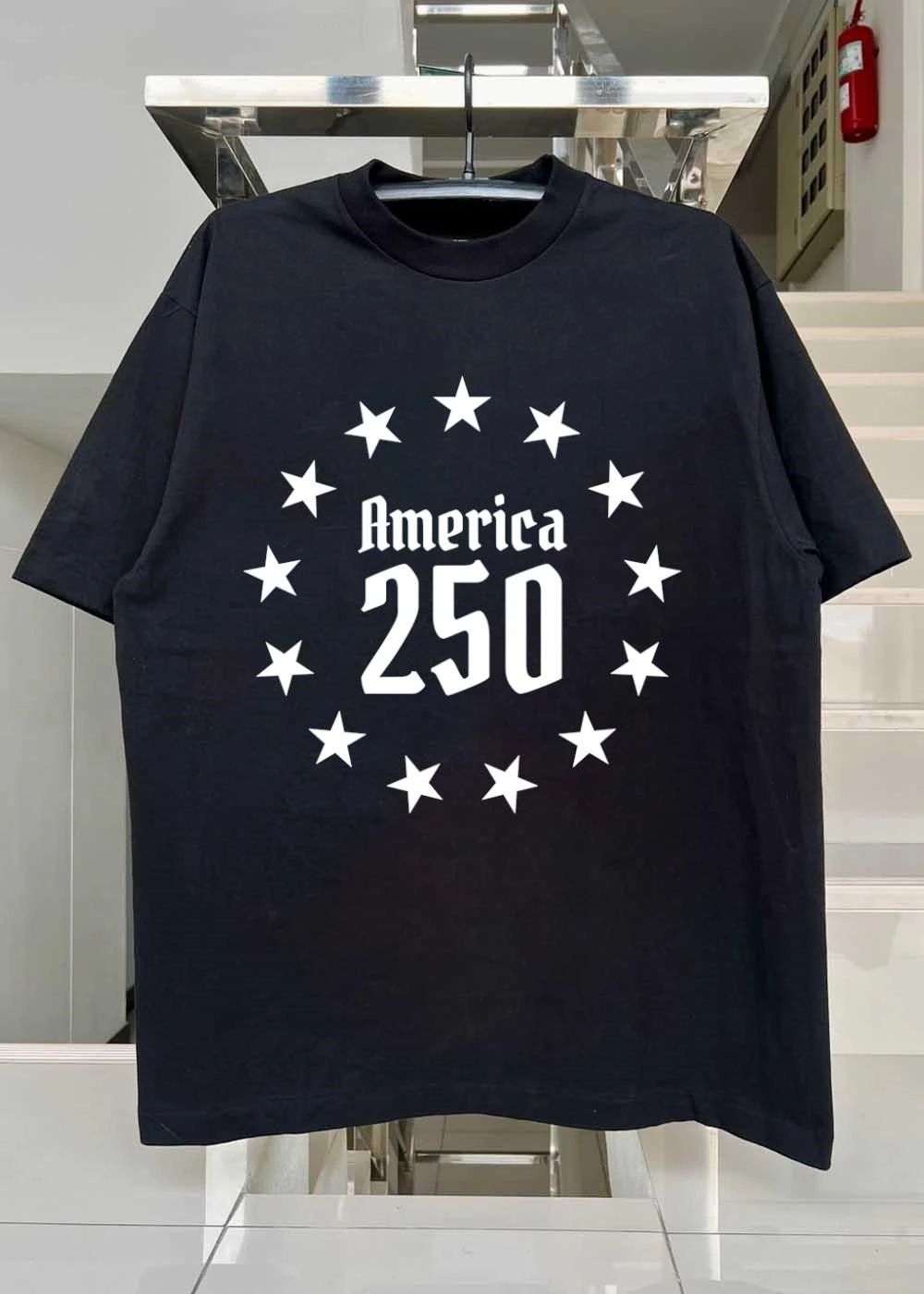 America 250 Stars Ring Graphic Minimalist T-Shirt