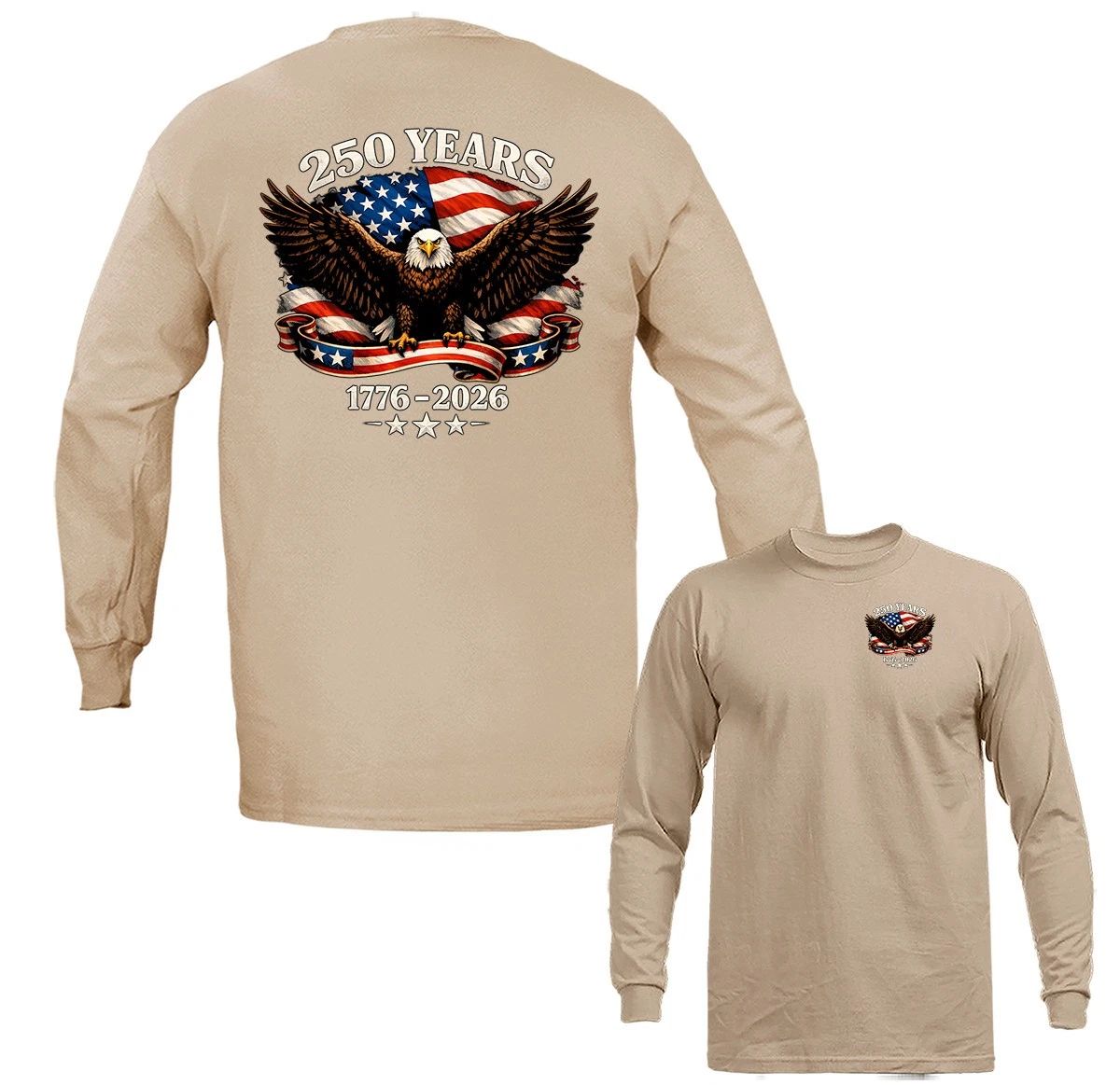250 Years of American Independence Day US Flag 4th of July Patriotic Long Sleeve