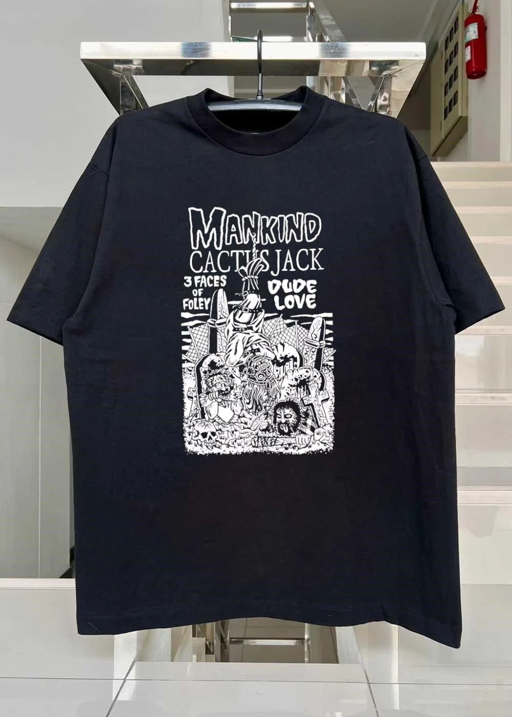 Mankind Cactus Jack 3 Faces of Foley Dude Love Graveyard T-Shirt