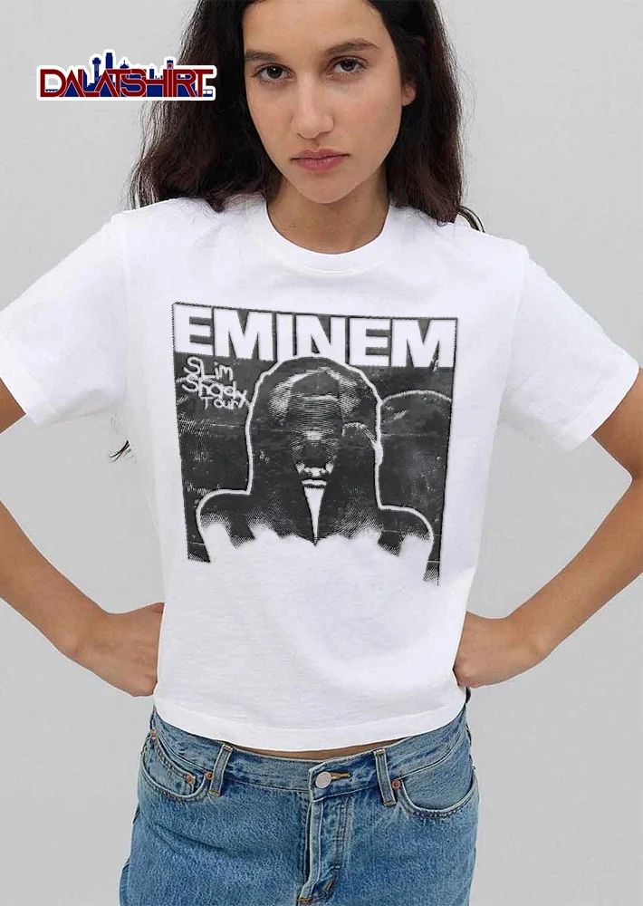 Eminem Slim Shady Tour Hooded Figure Halftone Silhouette Distressed shirt