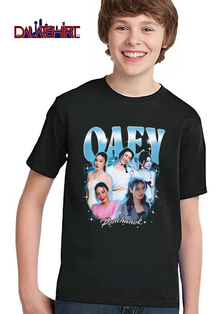 Oaey Ponchanok Woman Photo Collage Blue Aura Sparkles Bootleg shirt