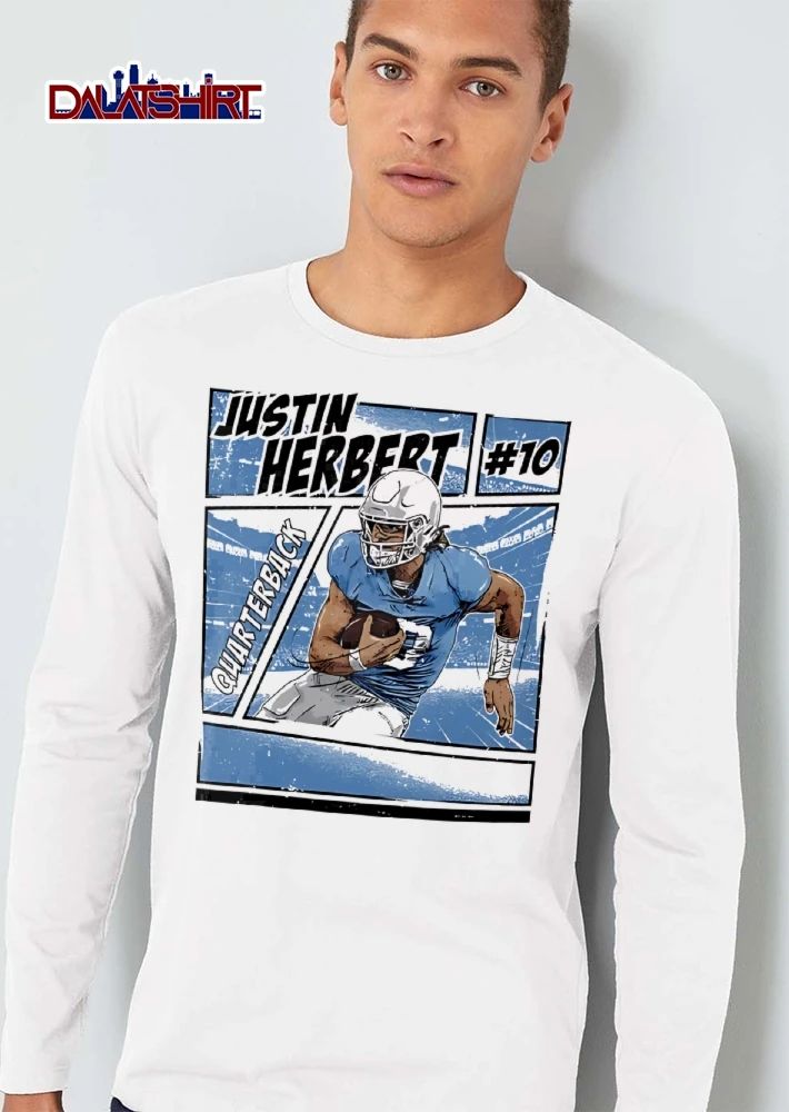 Justin Herbert Quarterback 10 Comic Book Panel Action Halftone shirt