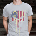 Malaysia Skull Flag Ride On Motorbike Ride Forever Biker Mens T-shirt #B