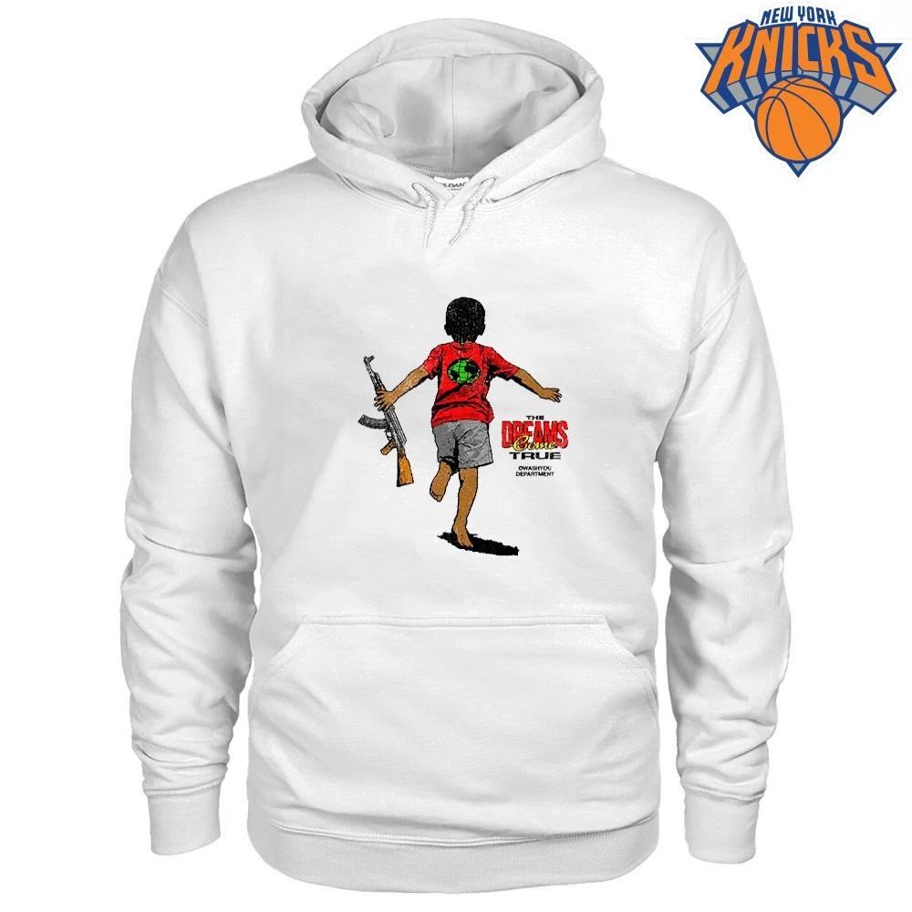 Barefoot Kid Holding AK 47 Dreams Come True Graphic Print Streetwear Tee Shirt