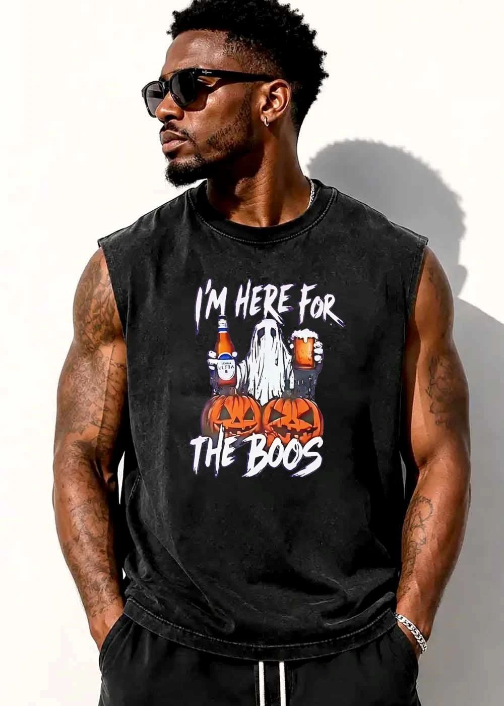 Michelob Ultra Im Here For The Boos Ghost Holding Beer Mug Pumpkins shirt