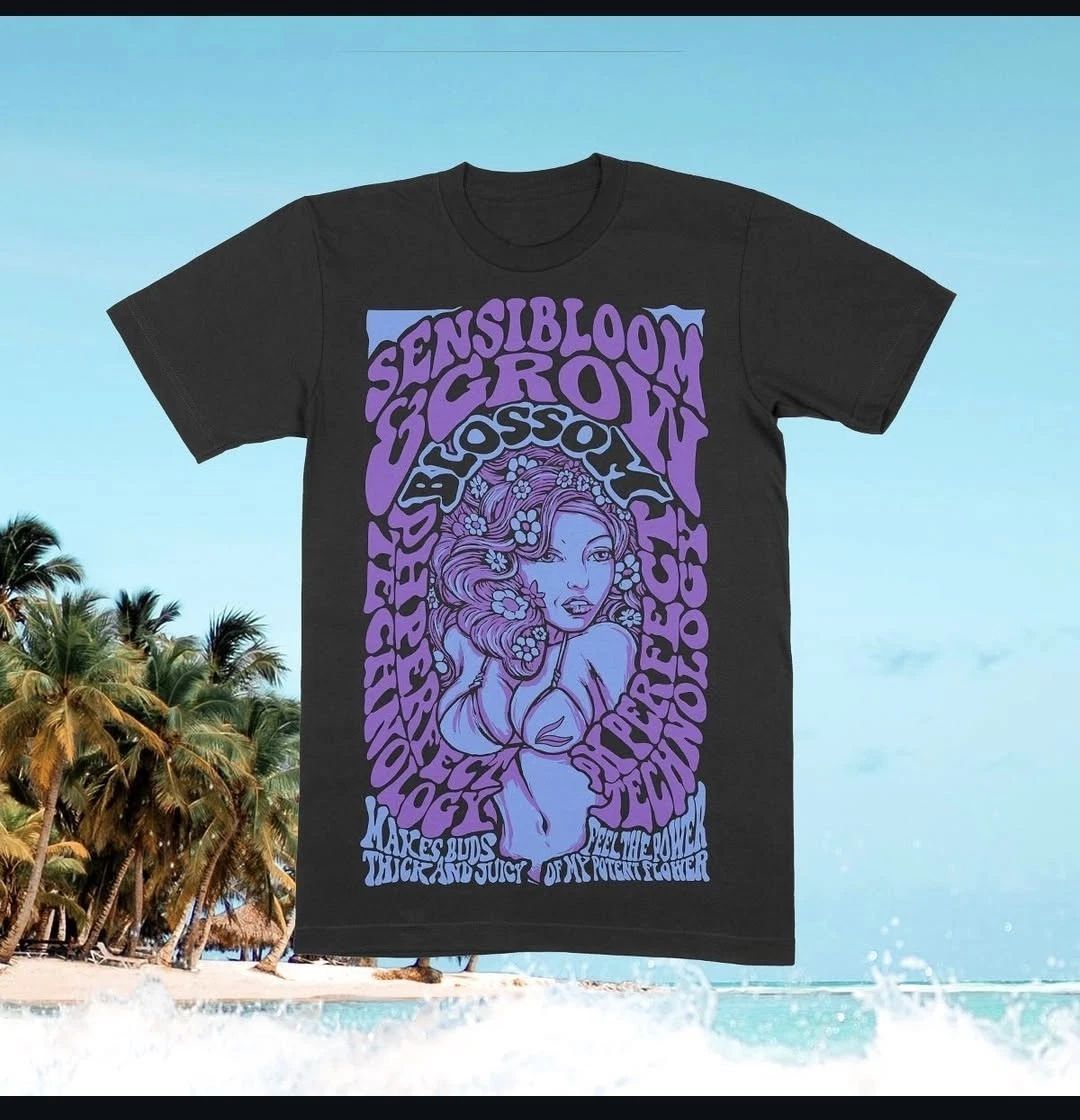 Sensibloom & Grow Acid Shirt Black Womens LARGE COTTON CUSTOM Advanced Lifestyle