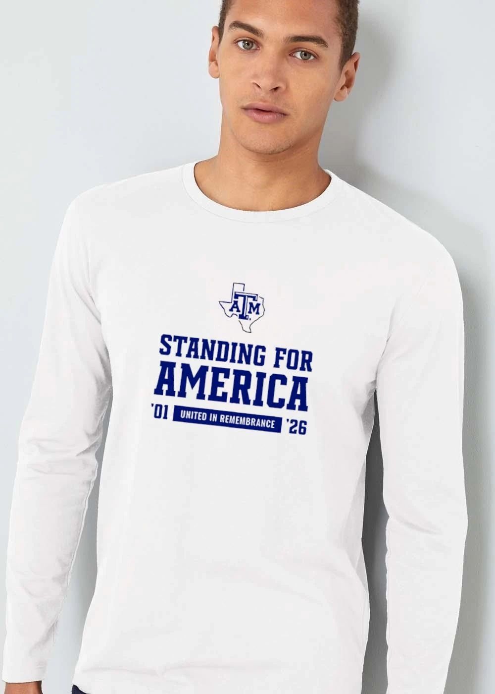 Texas Am Aggies NCAA Standing For America United In Remembrance 01 26 State Outline Atm Logo shirt