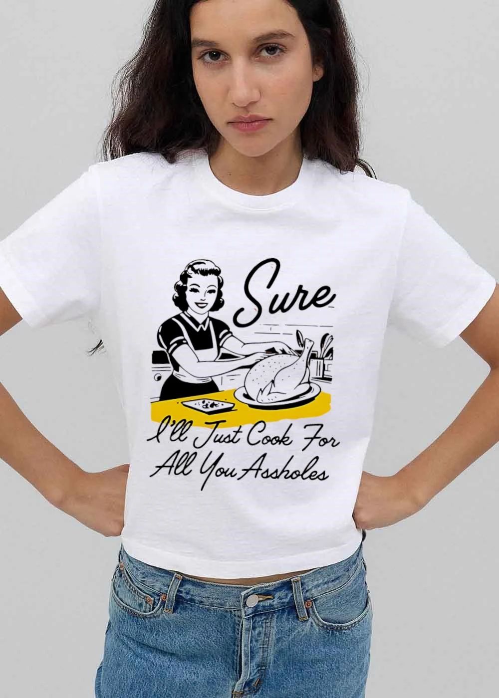 Sure Ill Just Cook For All You Assholes Retro 50s Housewife Roast Turkey shirt