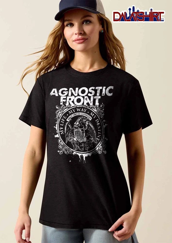 Agnostic Front My Life Way Destiny Make It Through Another Day American Eagle Shield Emblem Distressed shirt