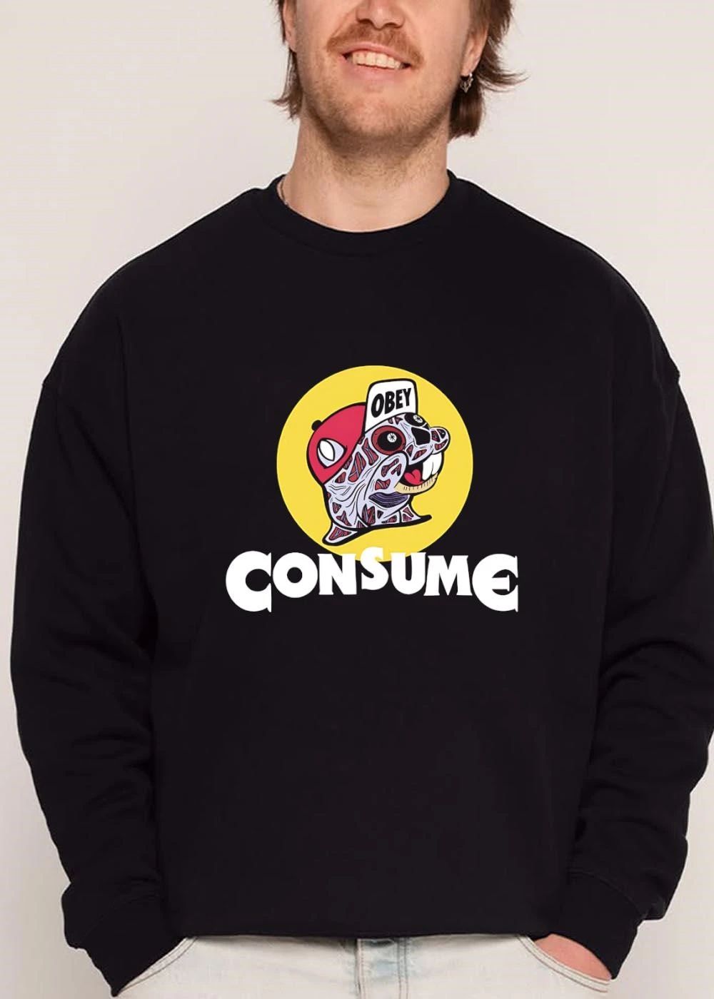 Bucees Obey Consume They Live Alien Beaver Yellow Circle Cartoon shirt