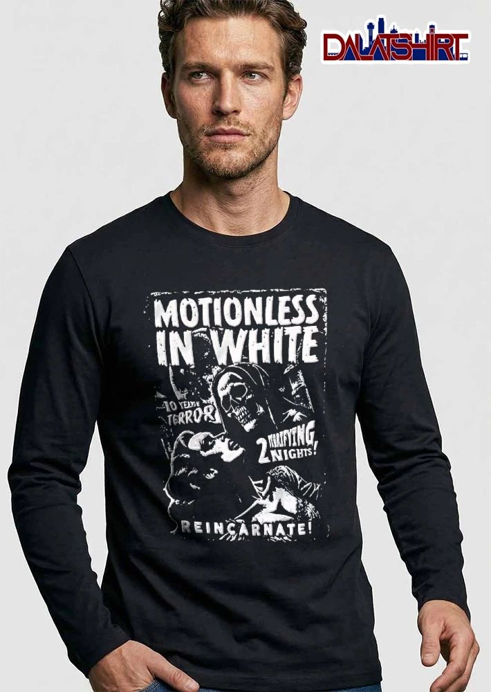 Motionless In White 10 Years Of Terror 2 Terrifying Nights Reincarnate Hooded Skeleton Reaper Woman shirt