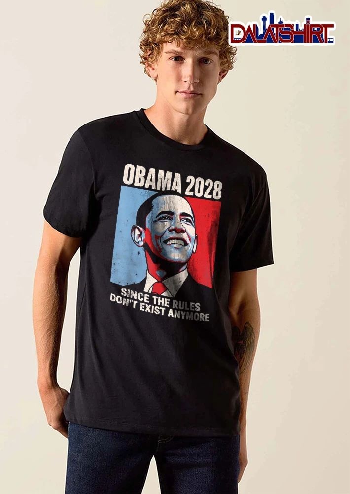 Obama 2028 Since The Rules Dont Exist Anymore Red Blue Distressed Portrait shirt