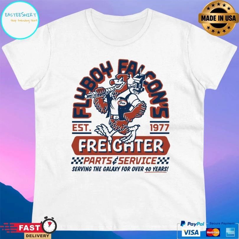 Flyboy Falcon Freighter Parts And Service Serving The Galaxy For Over 40 Years Est 1977 T-shirts