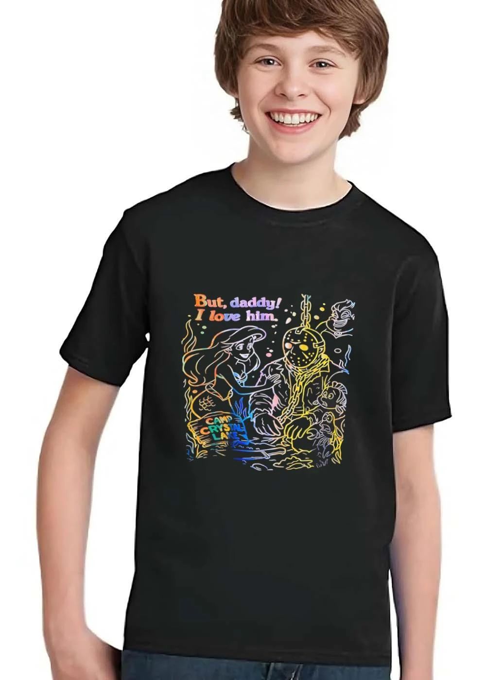 But Daddy I Love Him Camp Crystal Lake Ariel Mermaid Jason Voorhees Underwater Rainbow Line Art shirt