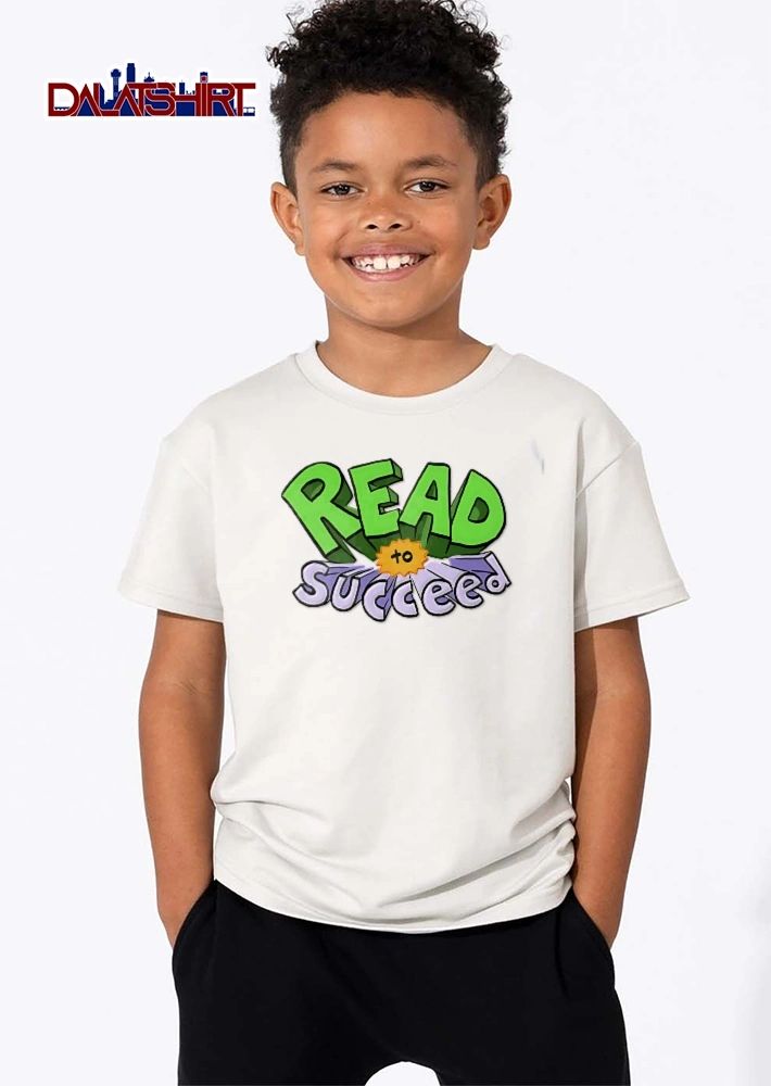 Read To Succeed Green Purple 3d Block Text Orange Burst Cartoon shirt