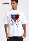 Texas Rangers MLB Red Blue Split Heart Falling Team Logos shirt
