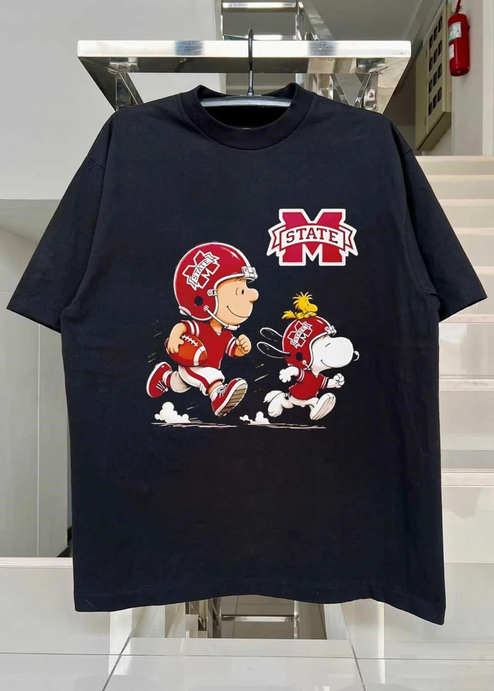 Peanuts Characters Running with Football Mississippi State Bulldogs shirt