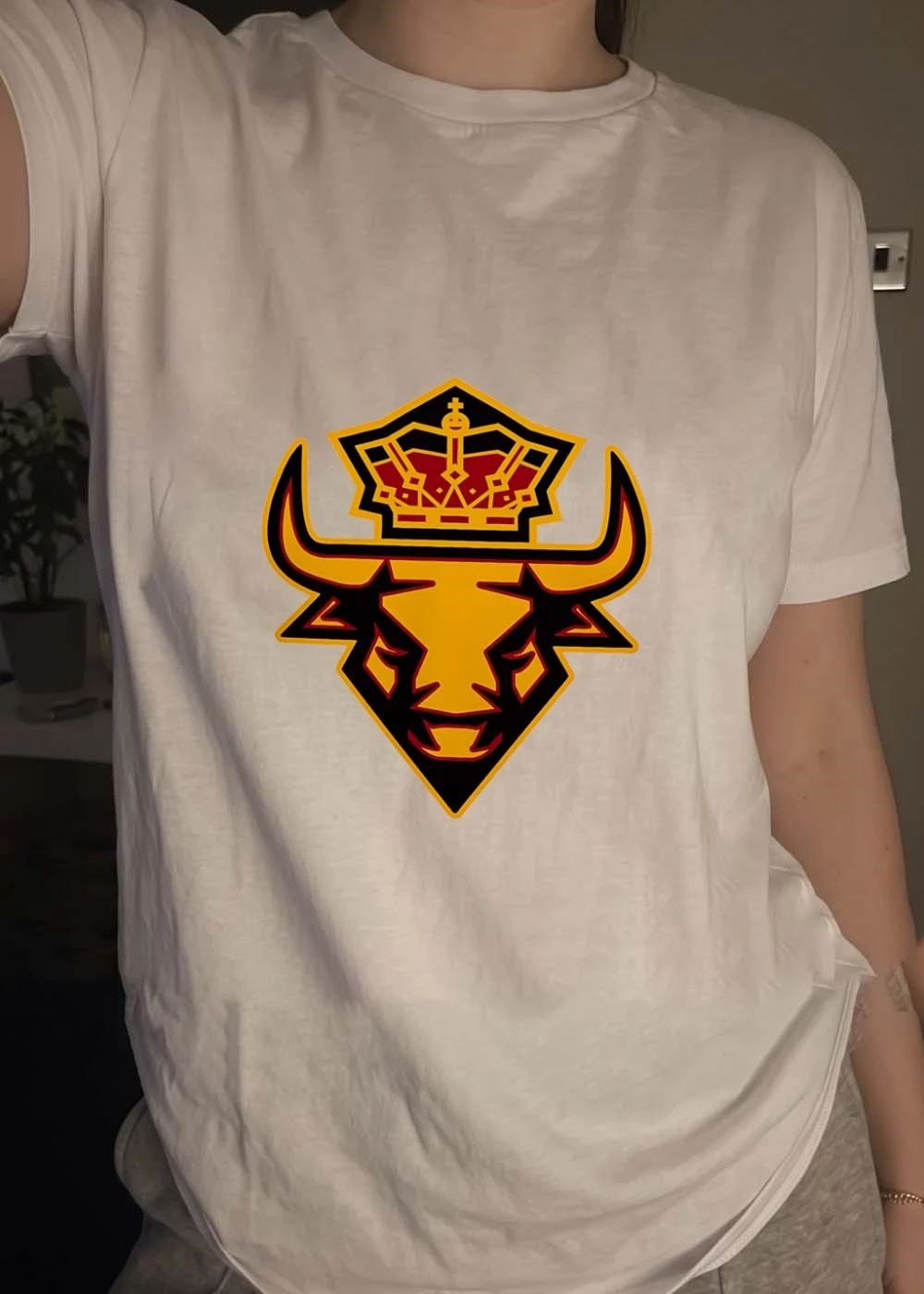Spain Crown Bull Head Royalty Logo Team Mascot Shirt