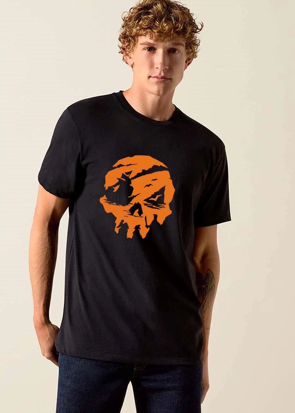 Sea Of Thieves Orange Skull Silhouette Pirate Ship Island shirt