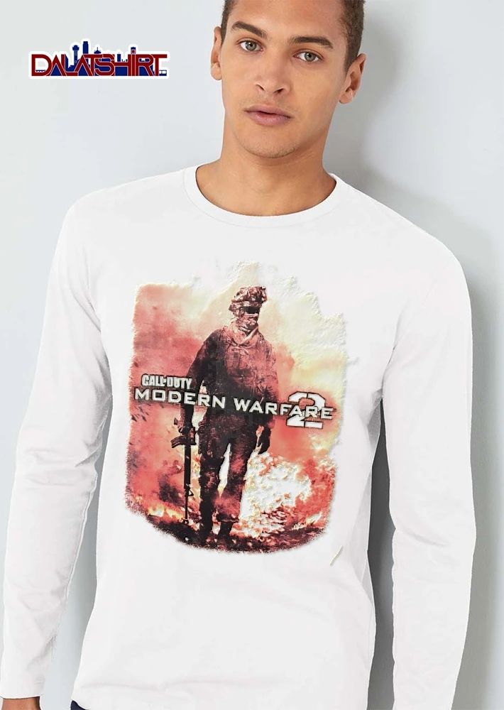 Call Of Duty Modern Warfare 2 Soldier Walking Fire Flames Smoke Distressed shirt