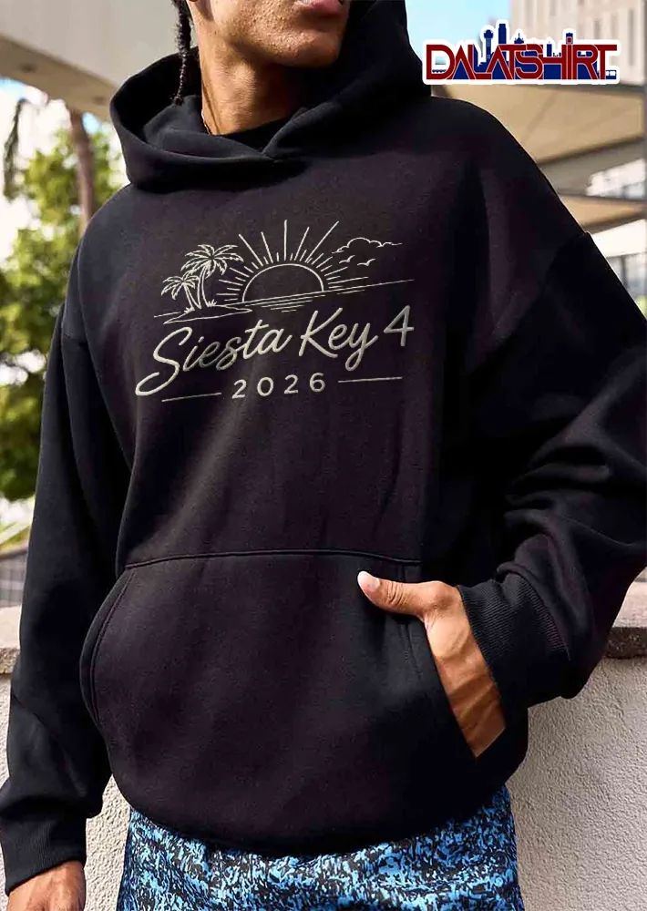 Siesta Key 4 2026 Line Art Palm Trees Island Sunset Rays Ocean shirt